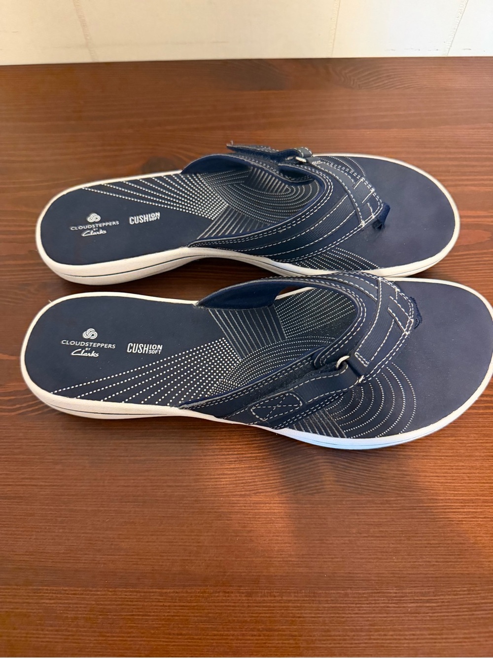 Clarks Cloudsteppers Cushion Soft Comfort Thong Slip-On Sandals Blue US 9